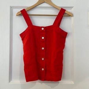 Everlane red linen button up tank